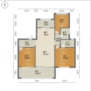 远创东樾 3室2厅2卫 124.4m&sup2;