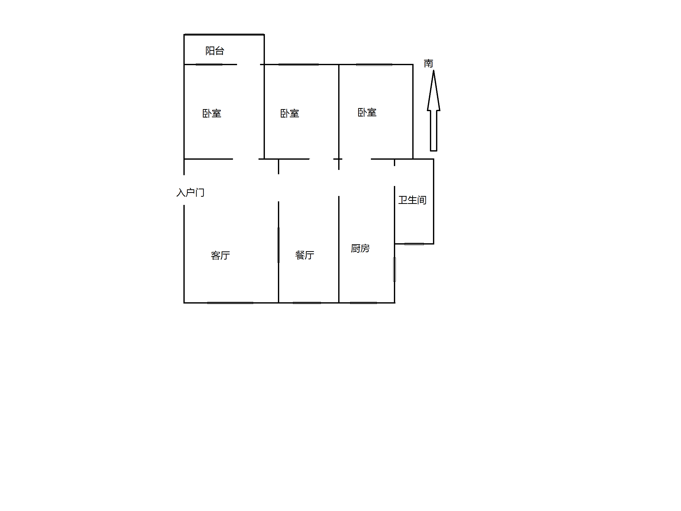 鸿运城市花苑 3室2厅1卫 108.77m&sup2;