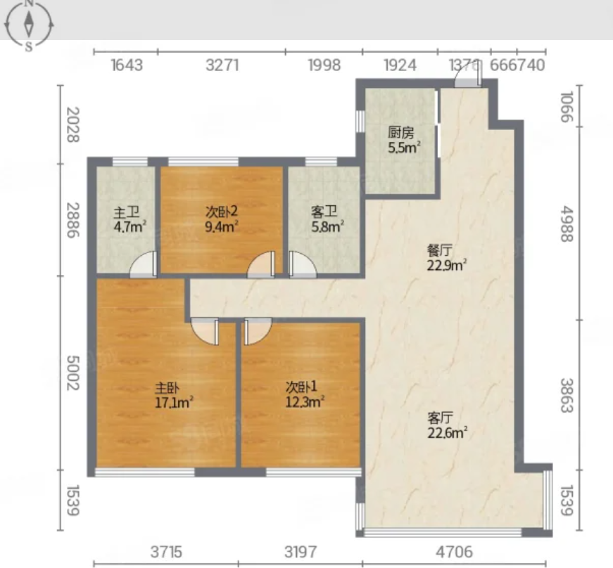 富力院士廷 3室2厅2卫 109m&sup2;