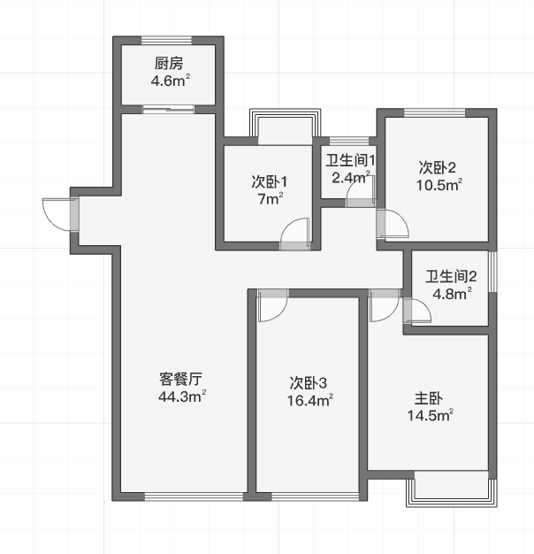 翠园 4室2厅2卫 144.35m&sup2;