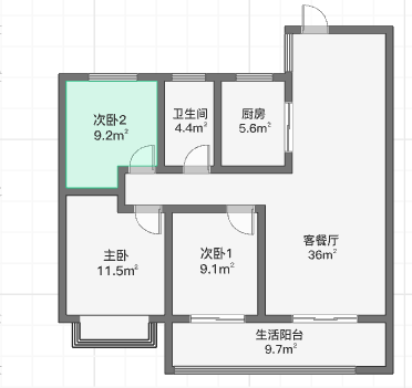 华强城 3室1厅1卫 108m&sup2;