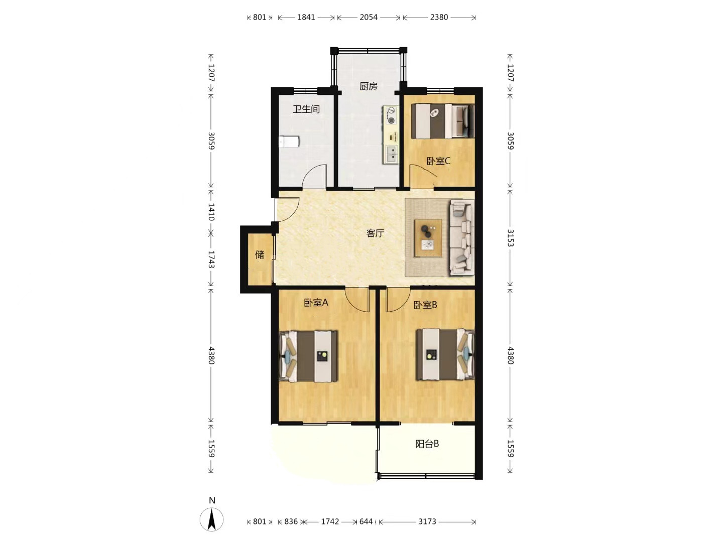 瑞丰花园南区 2室1厅1卫 100m&sup2;