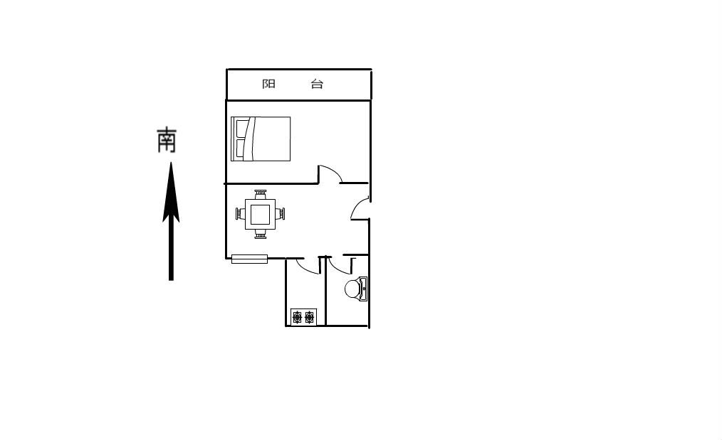 花园角 1室1厅1卫 47m&sup2;