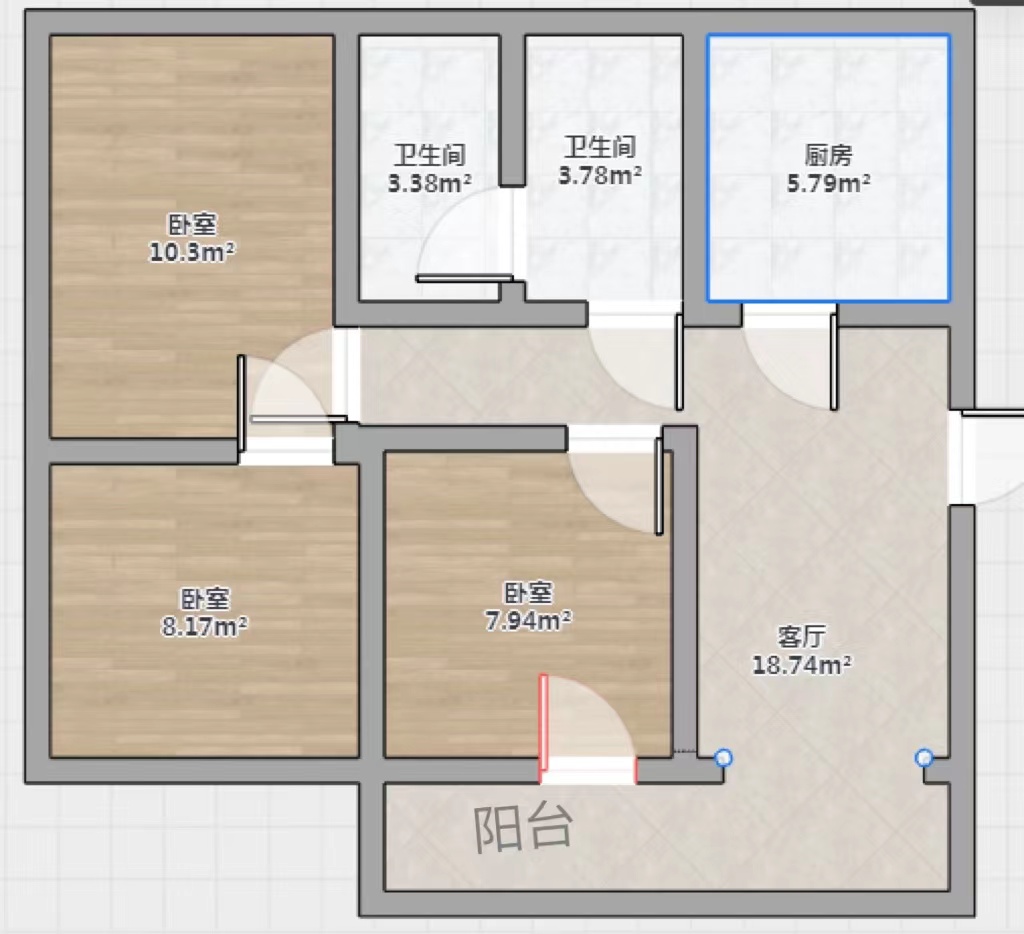 北郭新村 3室2厅1卫 108m&sup2;