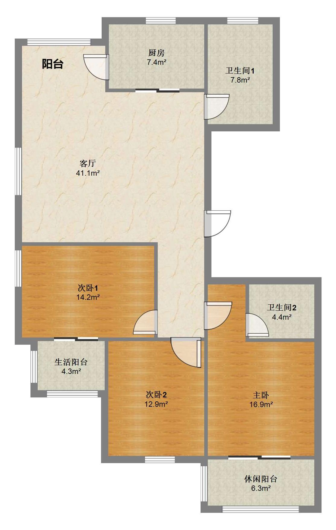 临江家园 3室2厅2卫 141.00m&sup2;