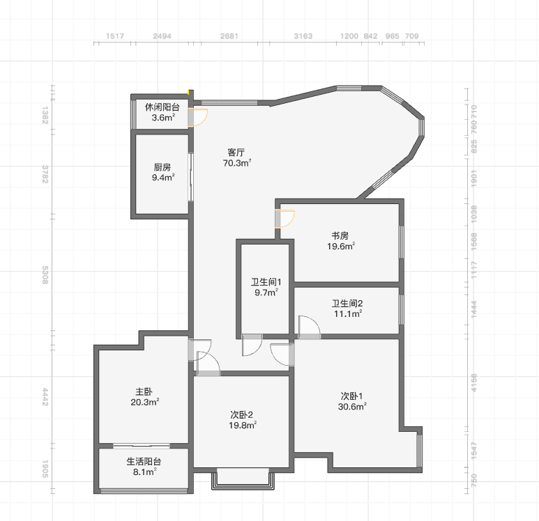 江海皇都私家花园 4室2厅1卫 164m²