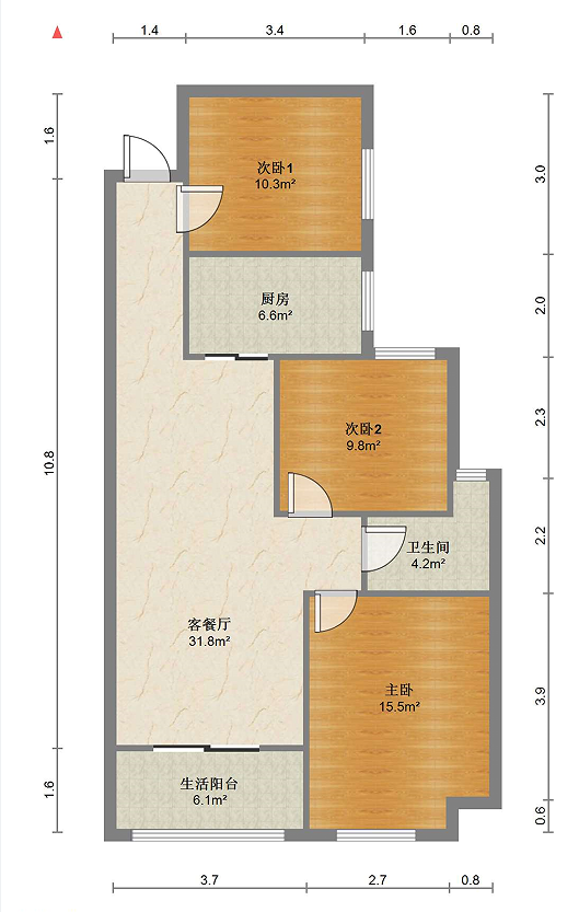 盛鑫 &middot;南湖學府 3室2厅1卫 93m&sup2;