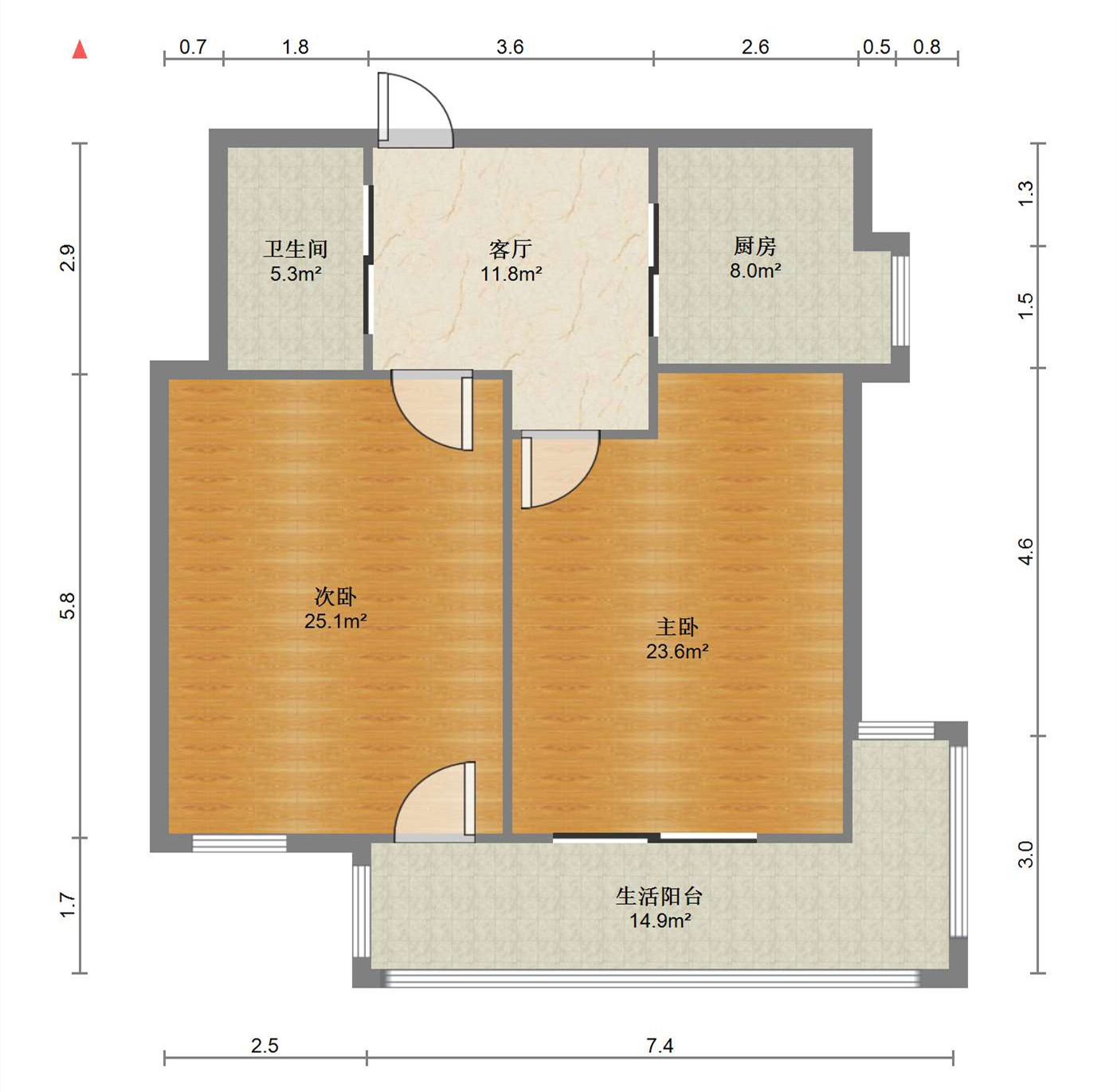 易家桥新村 2室1厅1卫 65.76m&sup2;