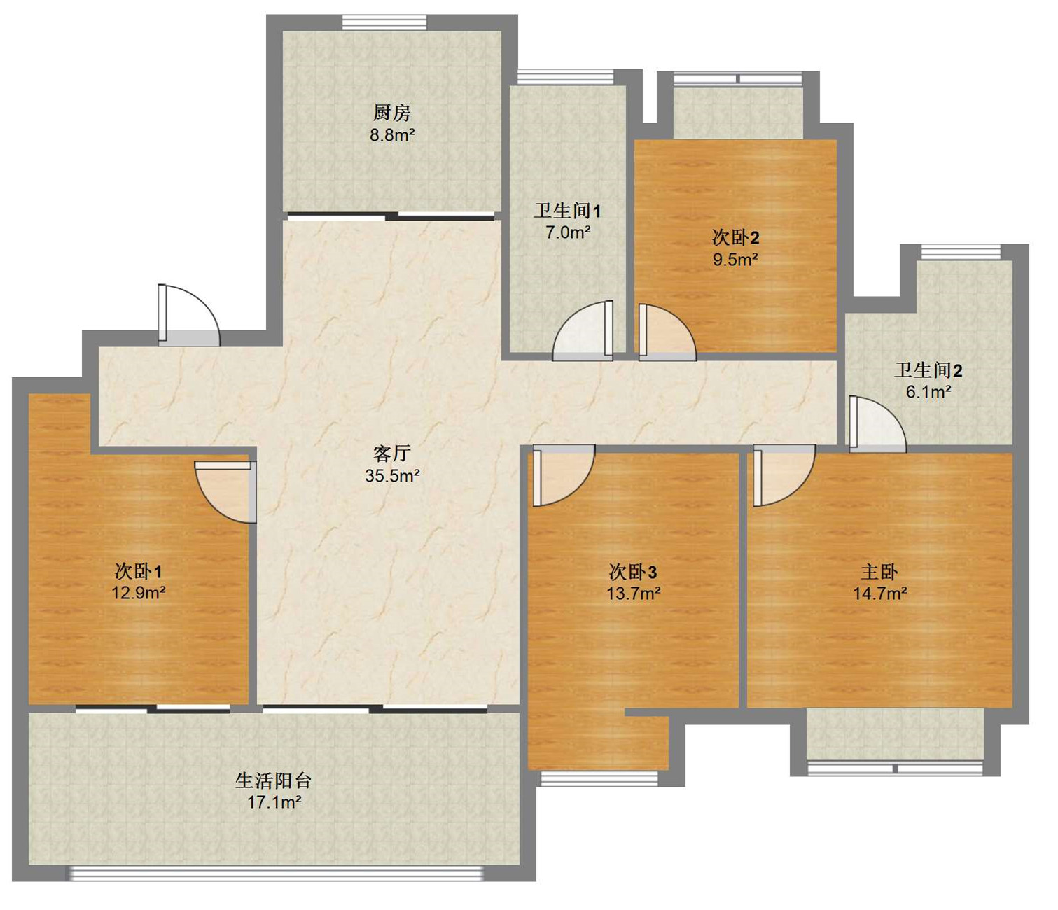 远创宸樾 3室2厅1卫 106.00m&sup2;