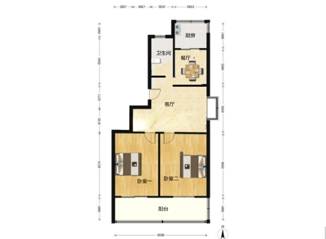 五山花苑 2室2厅1卫 86m&sup2;