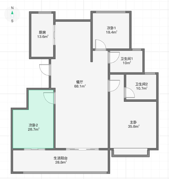 时光漫城 3室2厅2卫 110m²