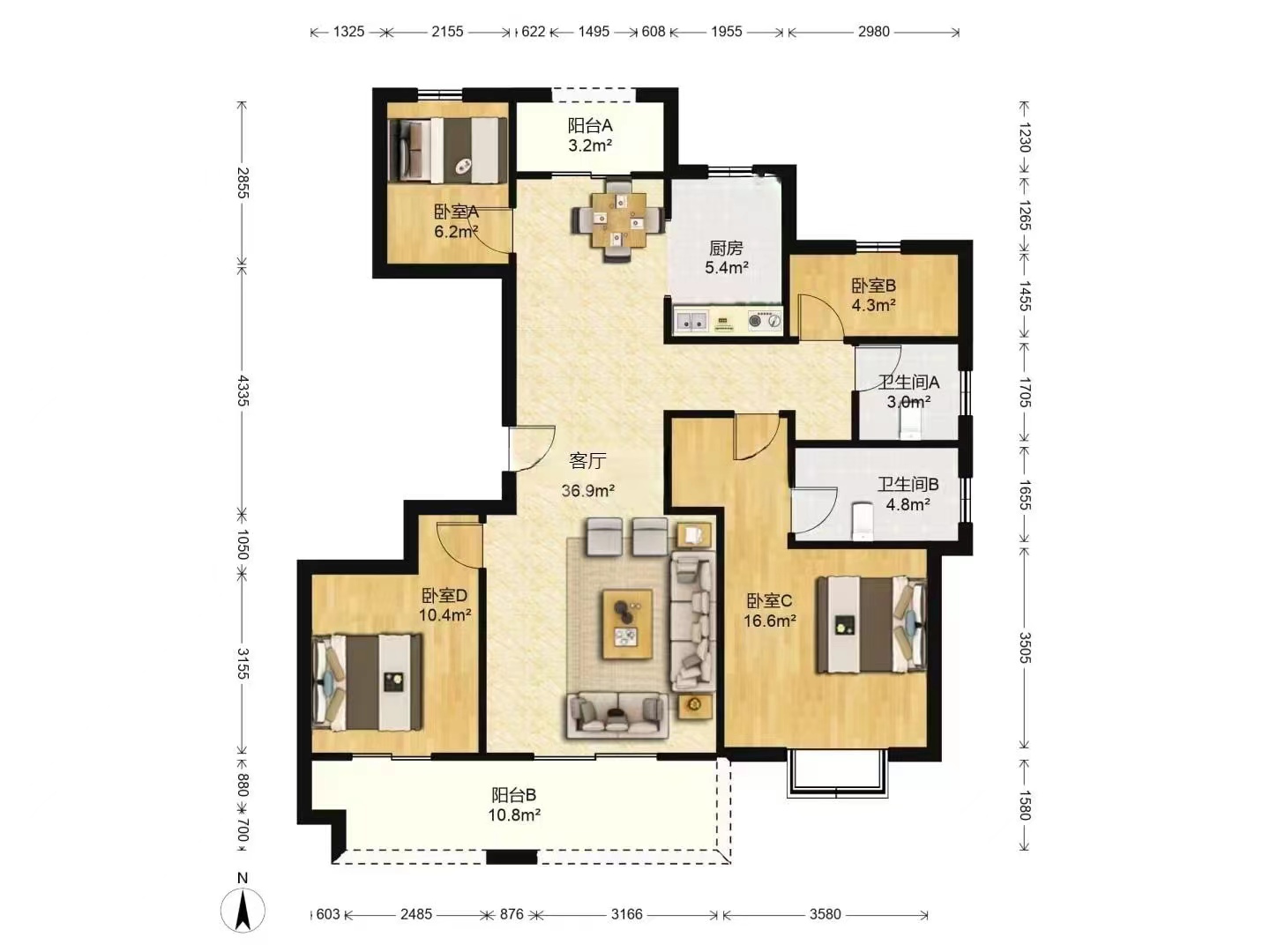 世茂云锦(九龙庭广场) 4室2厅2卫 146m&sup2;