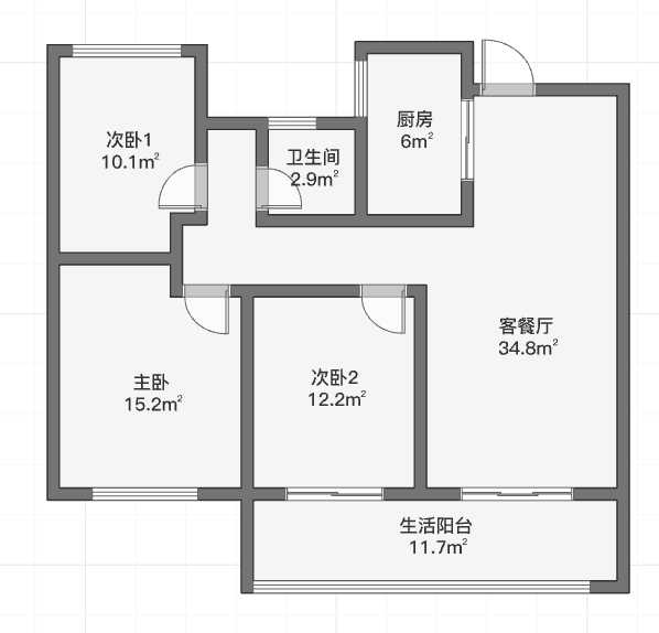 春风南岸东园 3室2厅1卫 96m&sup2;