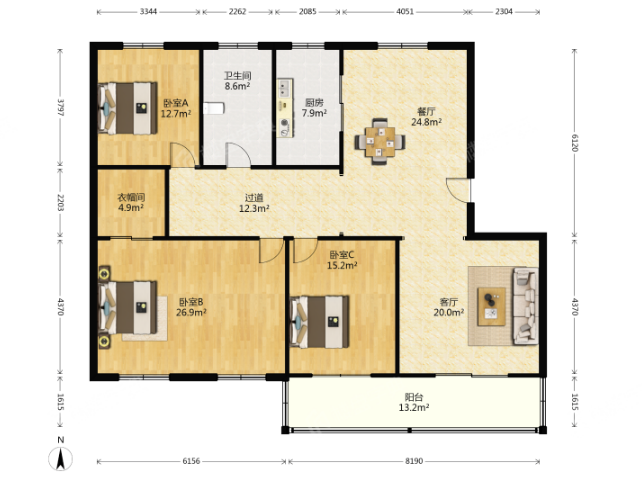 光明东村一期 3室1厅1卫 170.50m&sup2;