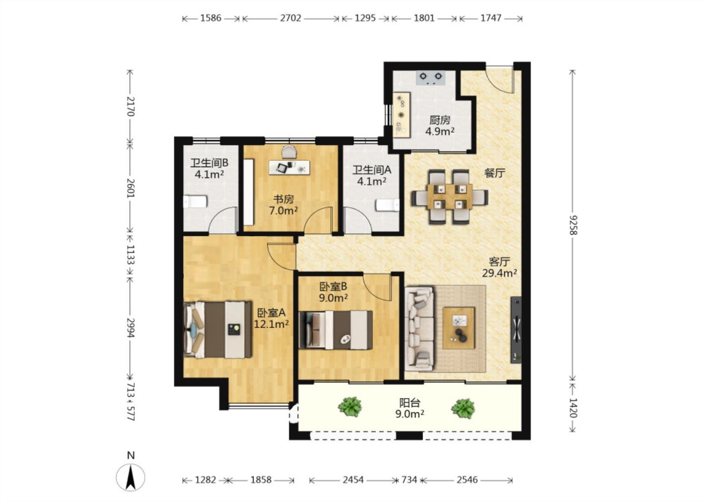 华润悦府 3室2厅2卫 109m&sup2;