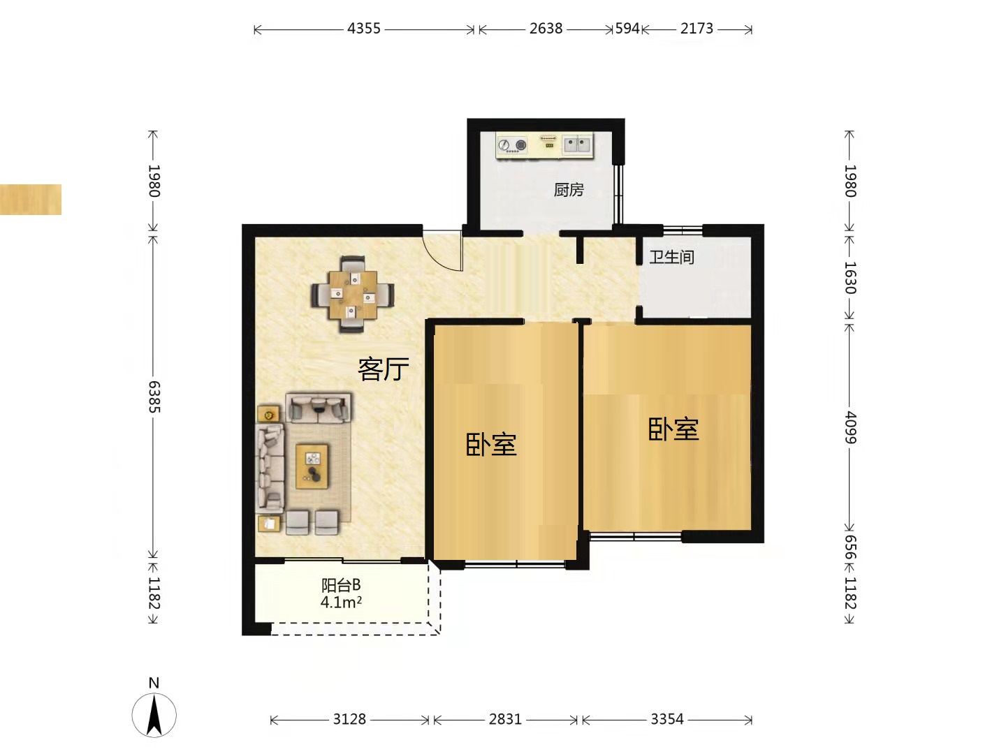 江山鼎 2室2厅1卫 98.00m&sup2;