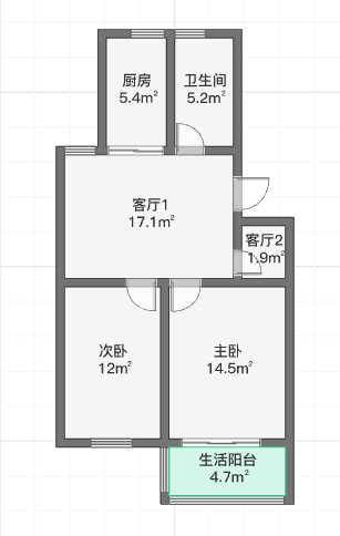 怡居苑 2室2厅1卫 68m&sup2;