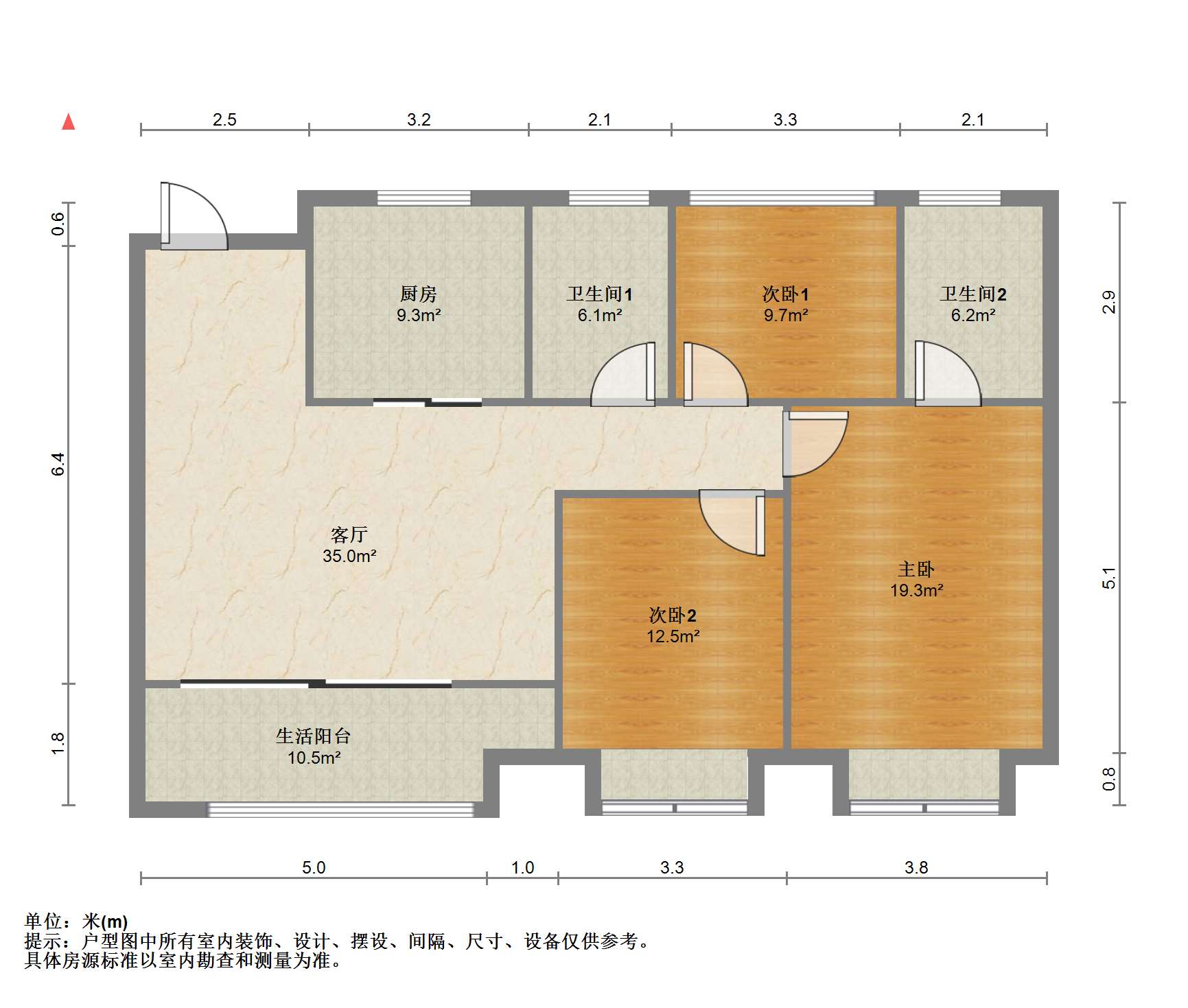 世茂云锦 3室2厅1卫 107m&sup2;