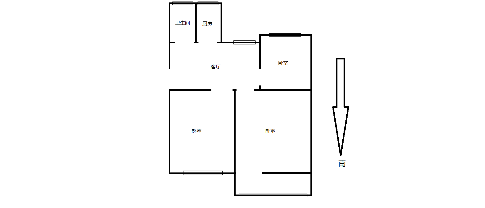 虹桥南村 2室1厅1卫 70m&sup2;