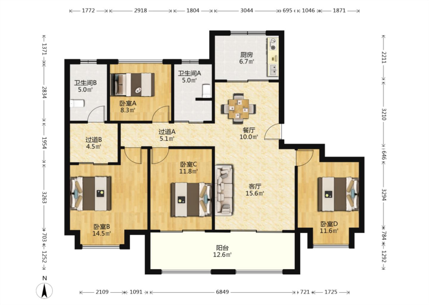 公馆1895 4室2厅2卫 137m&sup2;