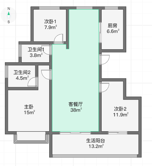 时光漫城 3室2厅2卫 113.58m&sup2;