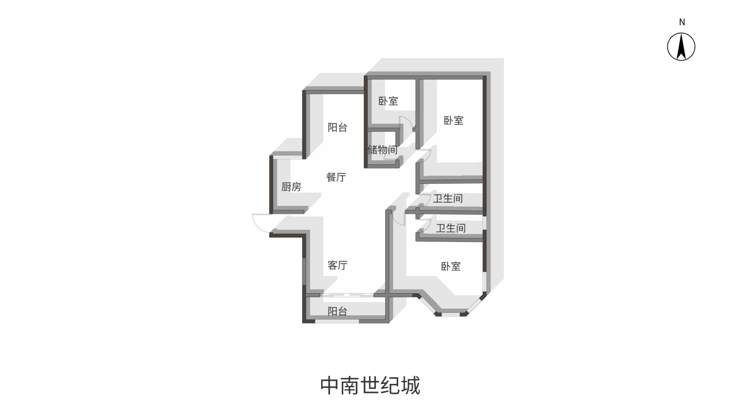 中南世纪城北区 3室2厅2卫 148m&sup2;