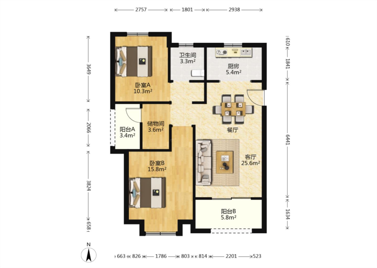 新城香溢紫郡 3室2厅1卫 93.68m&sup2;