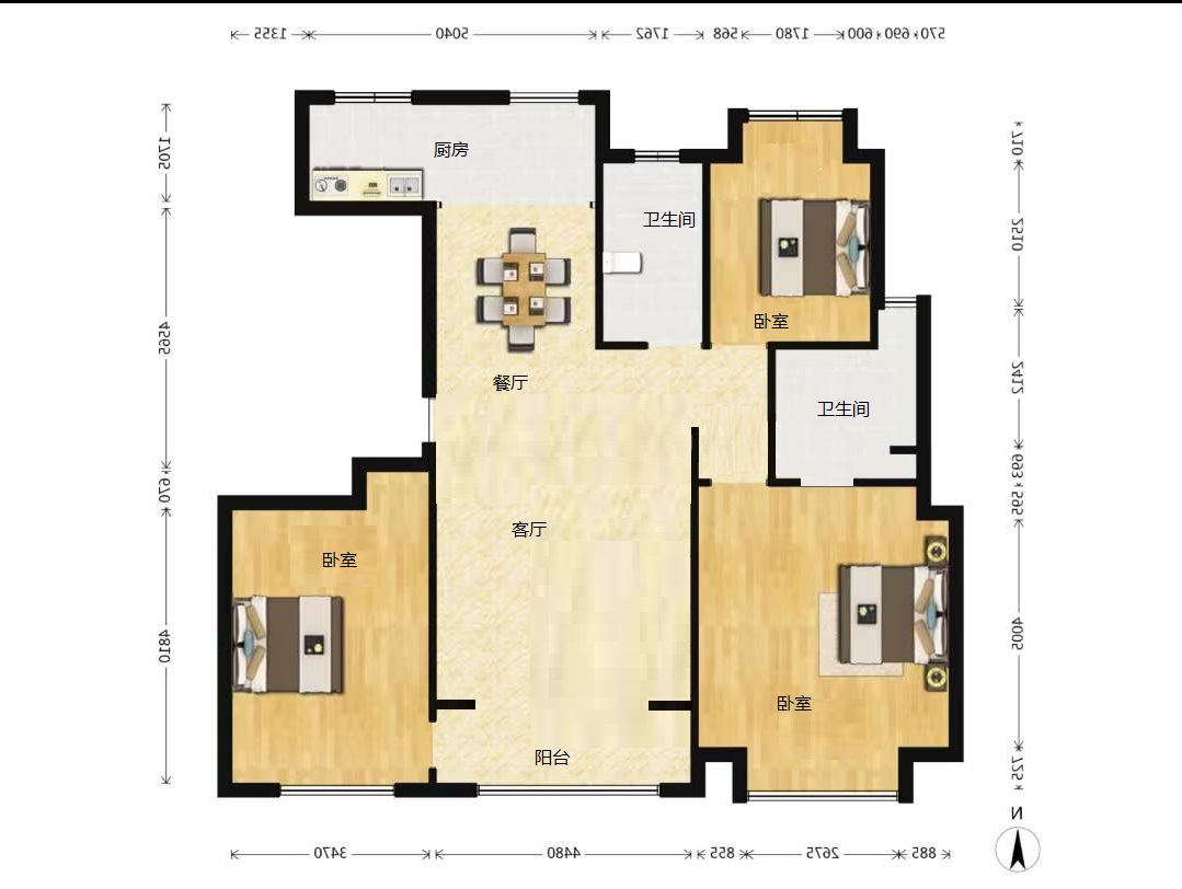 中南世纪花城二期 3室2厅2卫 135m&sup2;