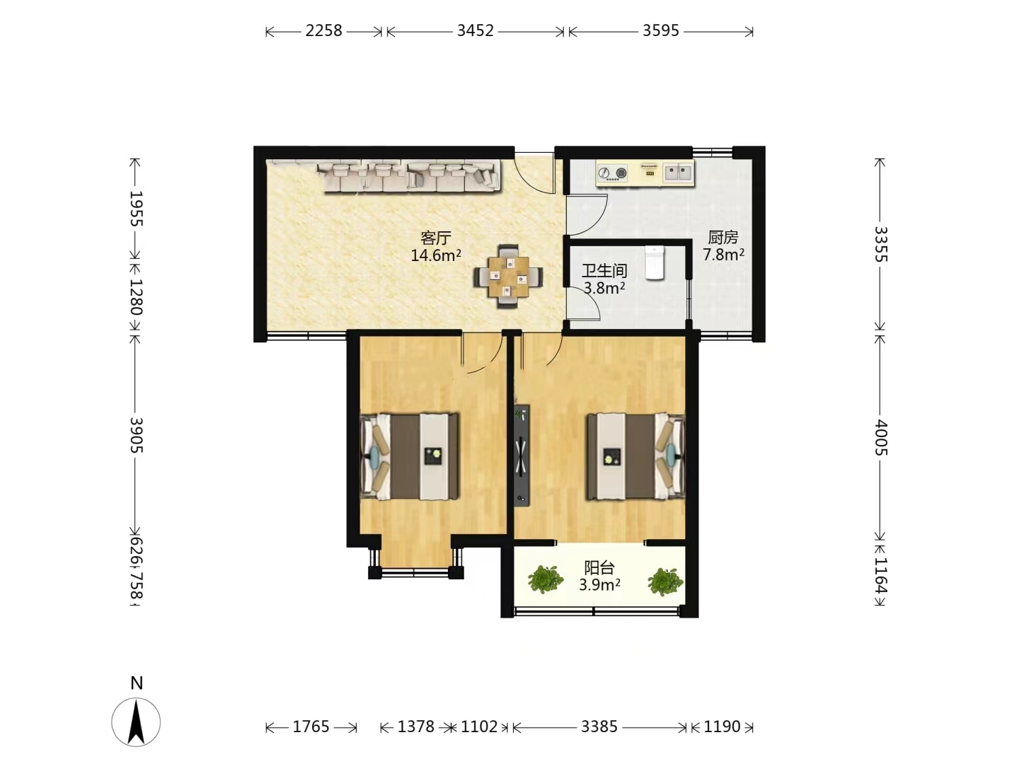 融悦华庭 2室2厅1卫 86m&sup2;