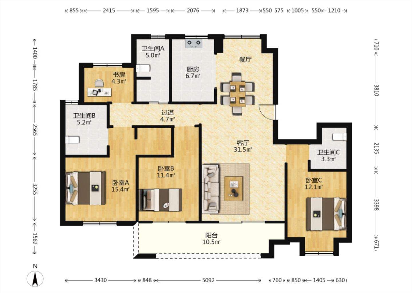 崇川星光域 4室2厅3卫 142m²