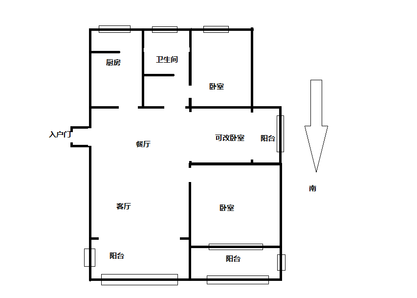 苏建名都城 3室2厅1卫 108m&sup2;