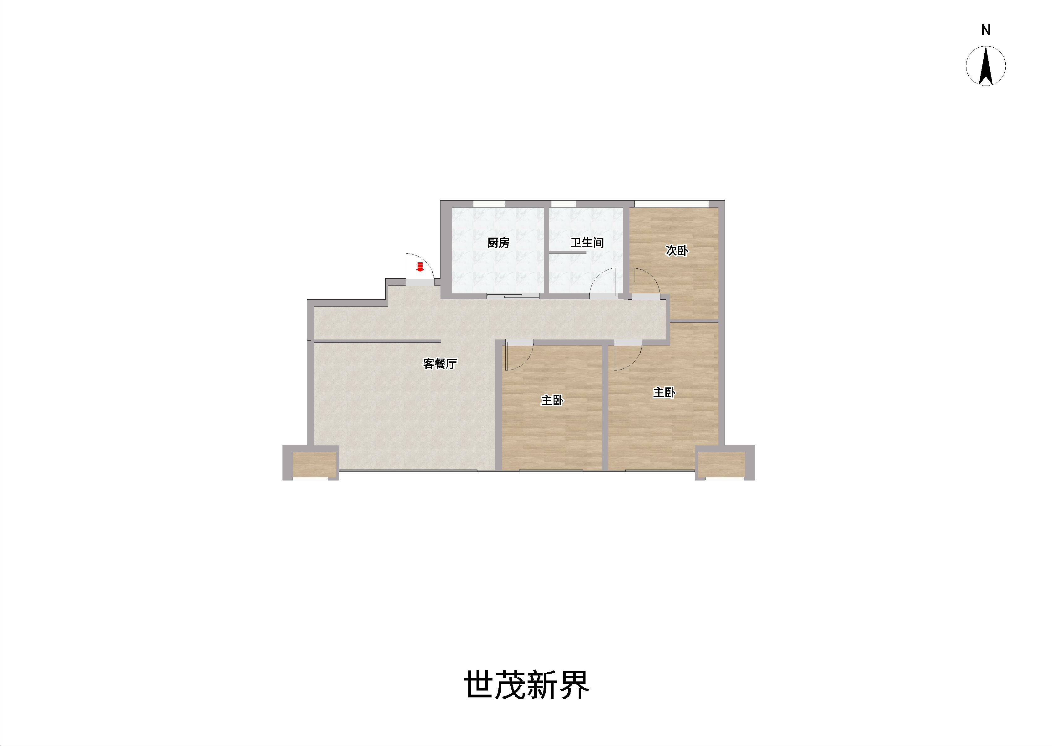 世茂云锦(九龙庭广场) 3室2厅1卫 92.85m&sup2;