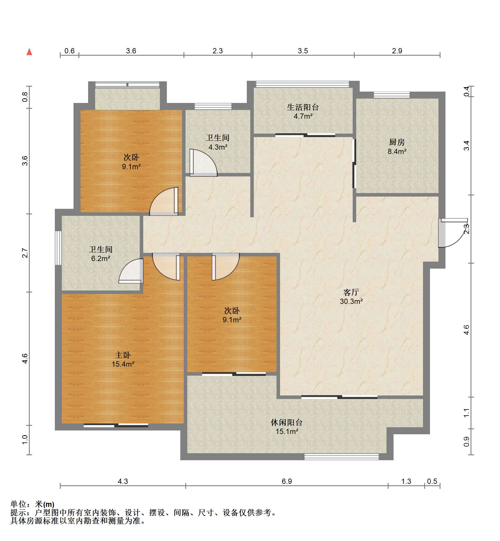 恒盛豪庭 3室2厅2卫 130.99m&sup2;