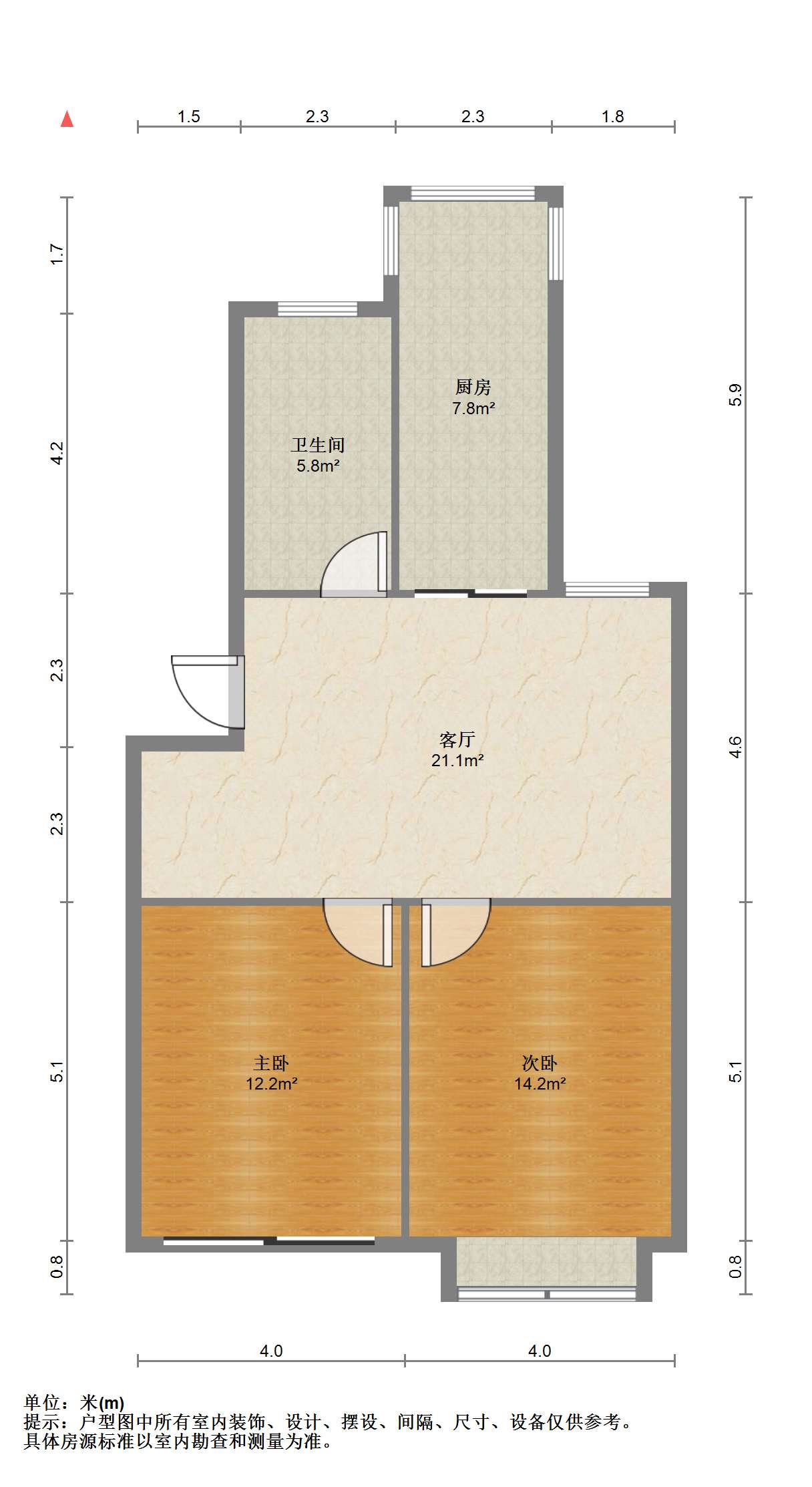 天一裕景苑 2室1厅1卫 78.85m&sup2;