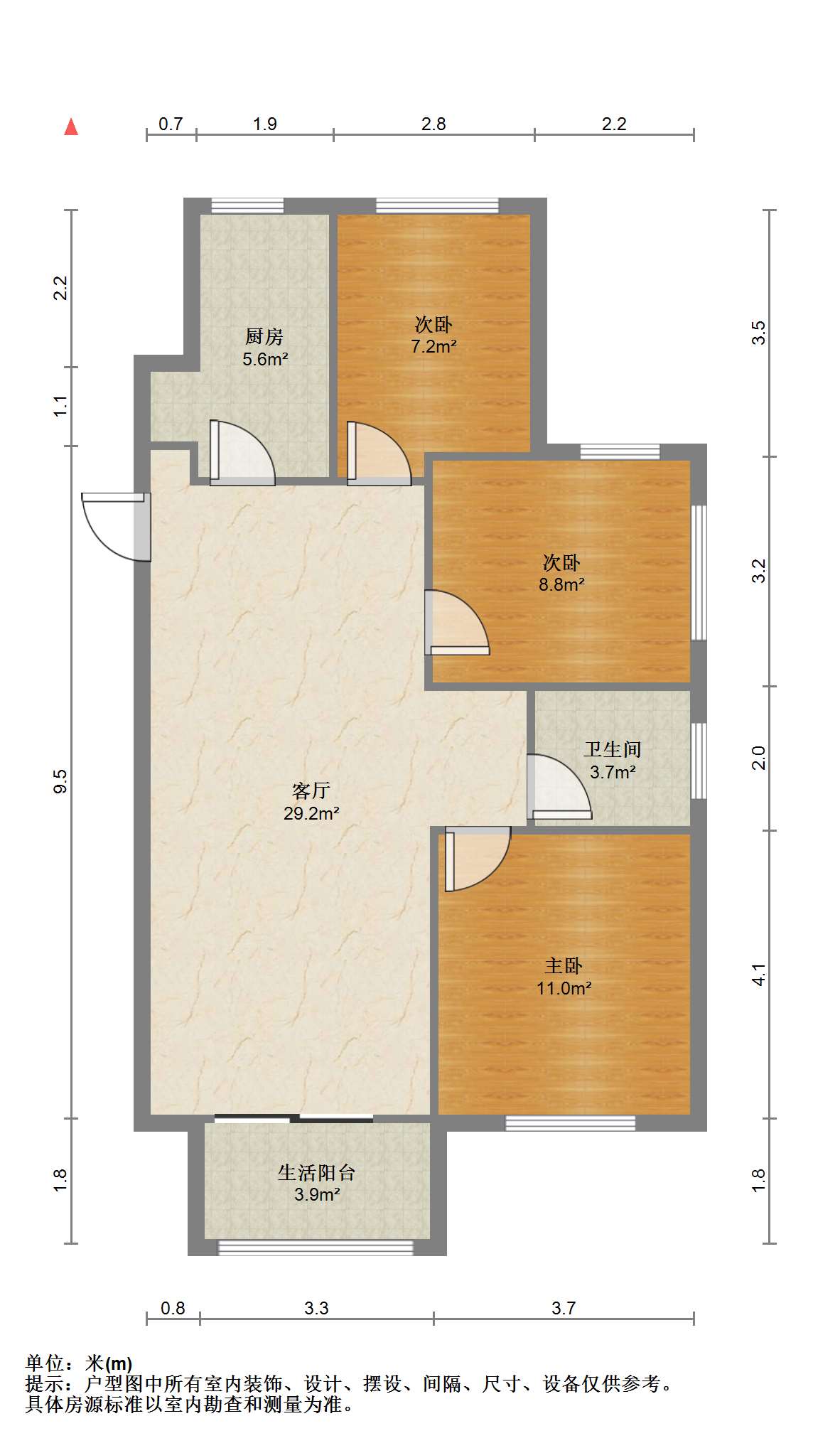湖山源著 3室1厅1卫 87m&sup2;