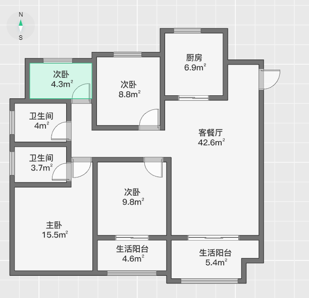 美佳盛庭 4室2厅2卫 125m&sup2;