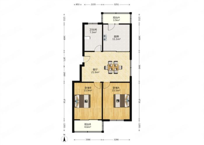和谐怡园佳苑 2室1厅1卫 89m&sup2;