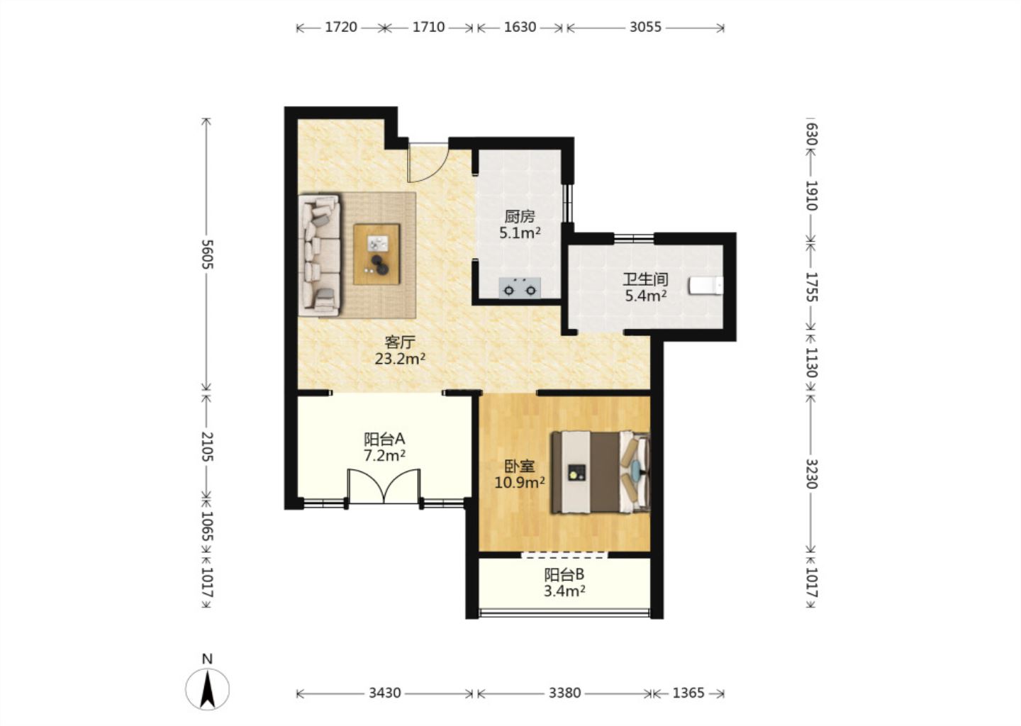 世濠花园 1室1厅1卫 66.00m&sup2;