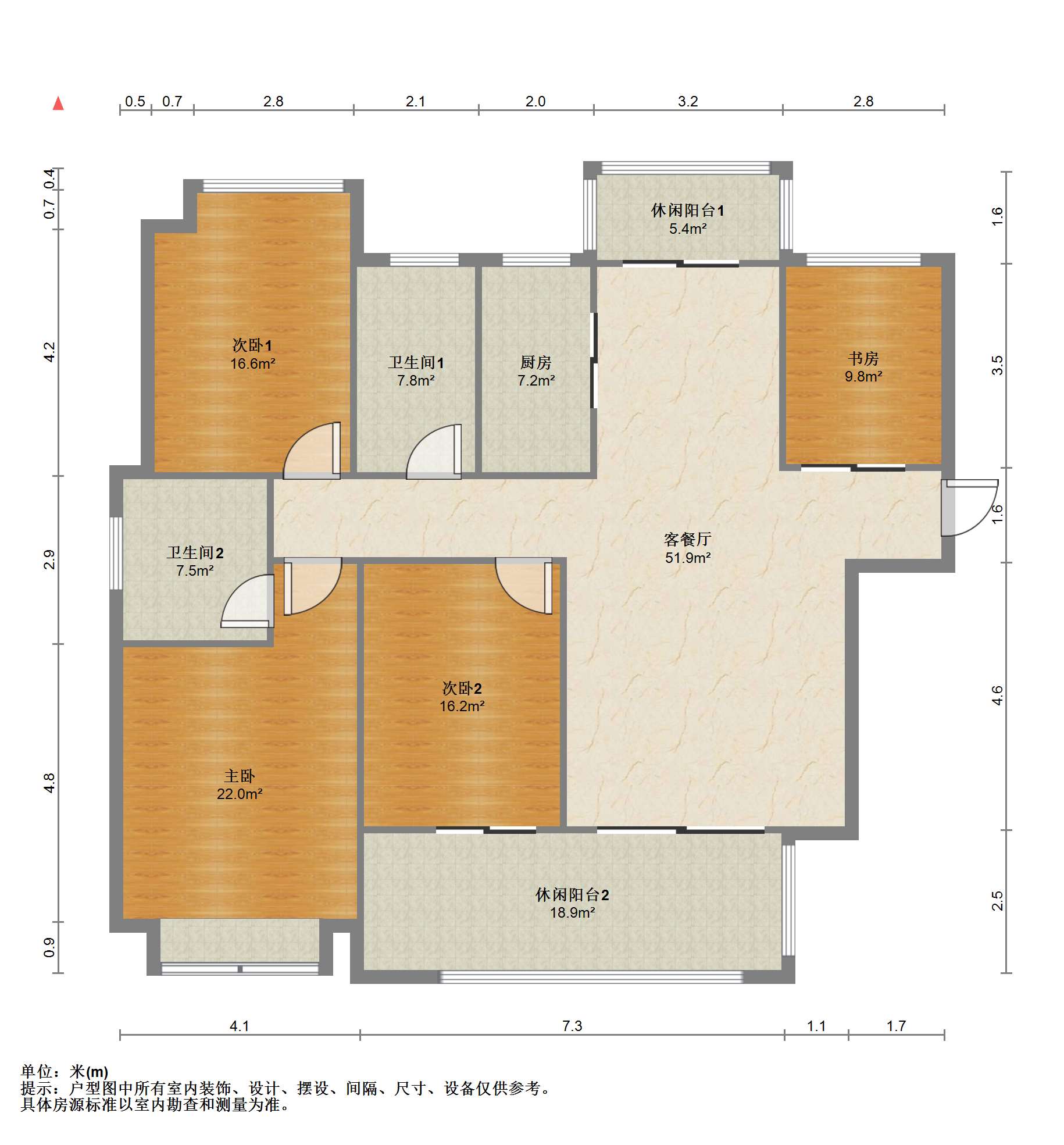 冠城大通棕榈湾 3室2厅2卫 135m&sup2;