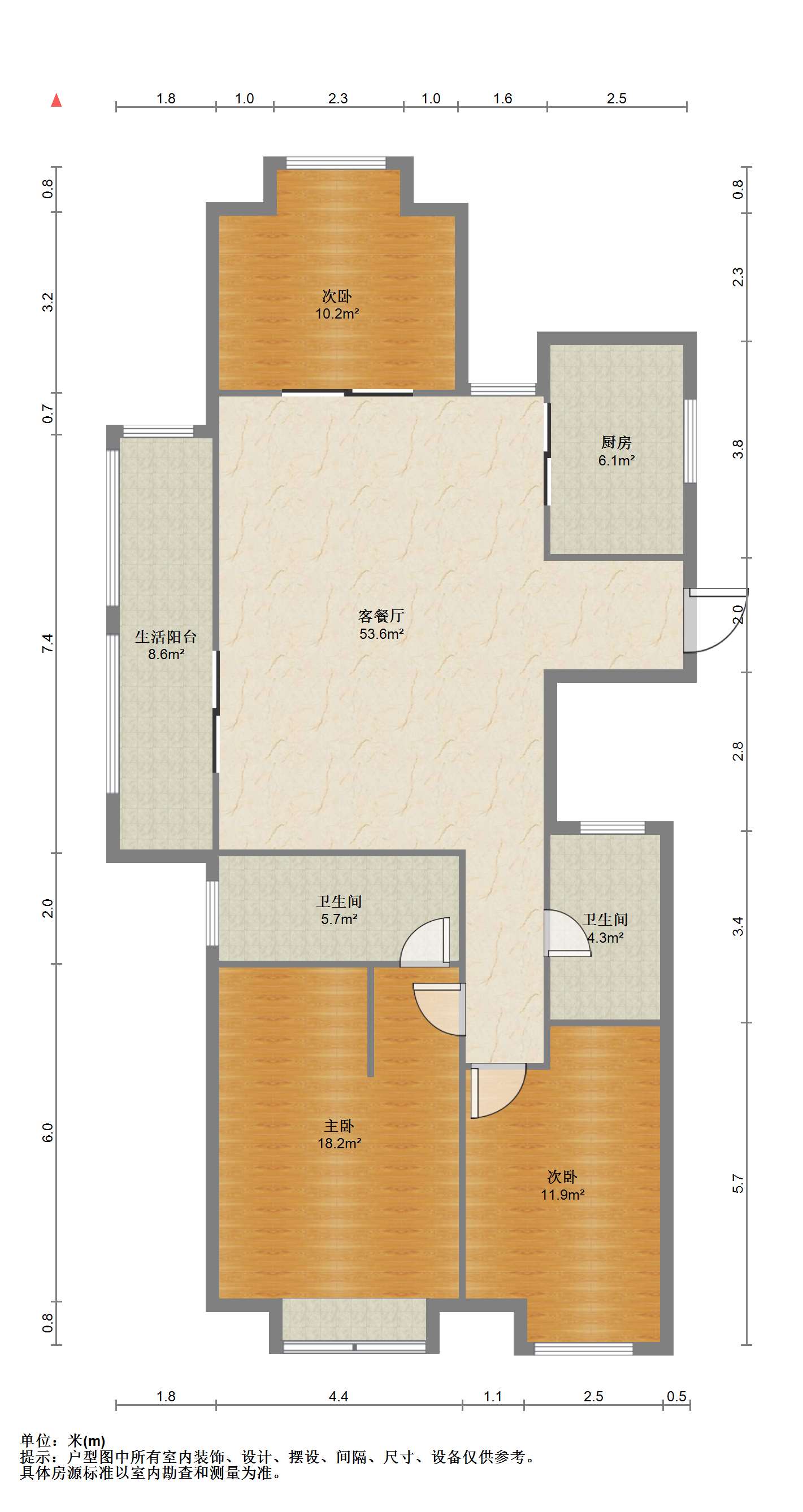 万科金域蓝湾 3室2厅2卫 129.40m&sup2;
