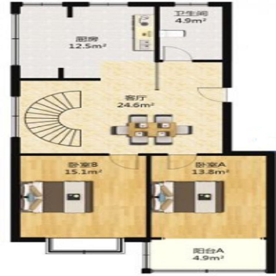 天润锦园 2室1厅1卫 107m&sup2;