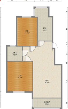 紫东花苑 2室1厅1卫 91m&sup2;