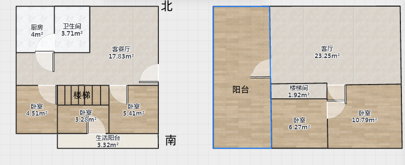 新城小区 4室2厅2卫 120.00m&sup2;