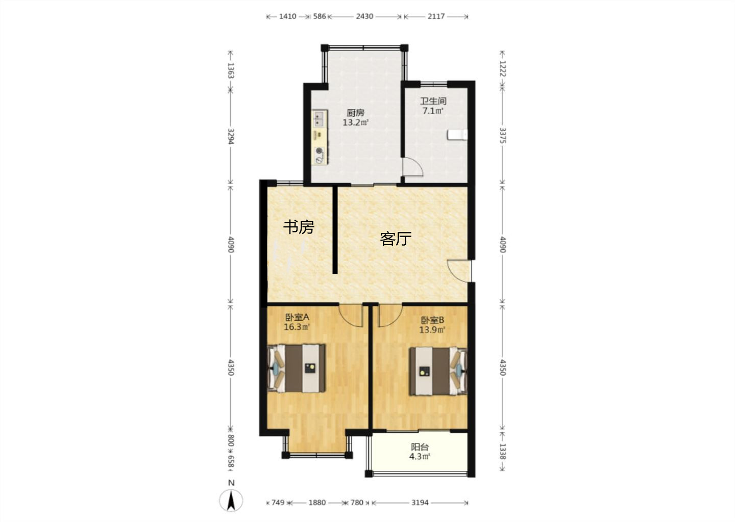 南川园小区 3室1厅1卫 103m&sup2;