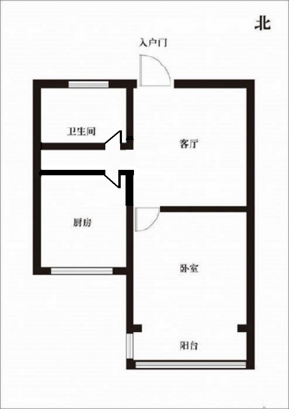 城港花苑 1室1厅1卫 50.8m&sup2;