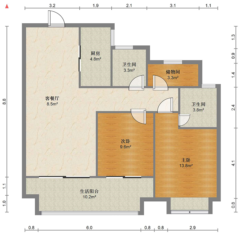 佳源都市 3室2厅1卫 109m&sup2;