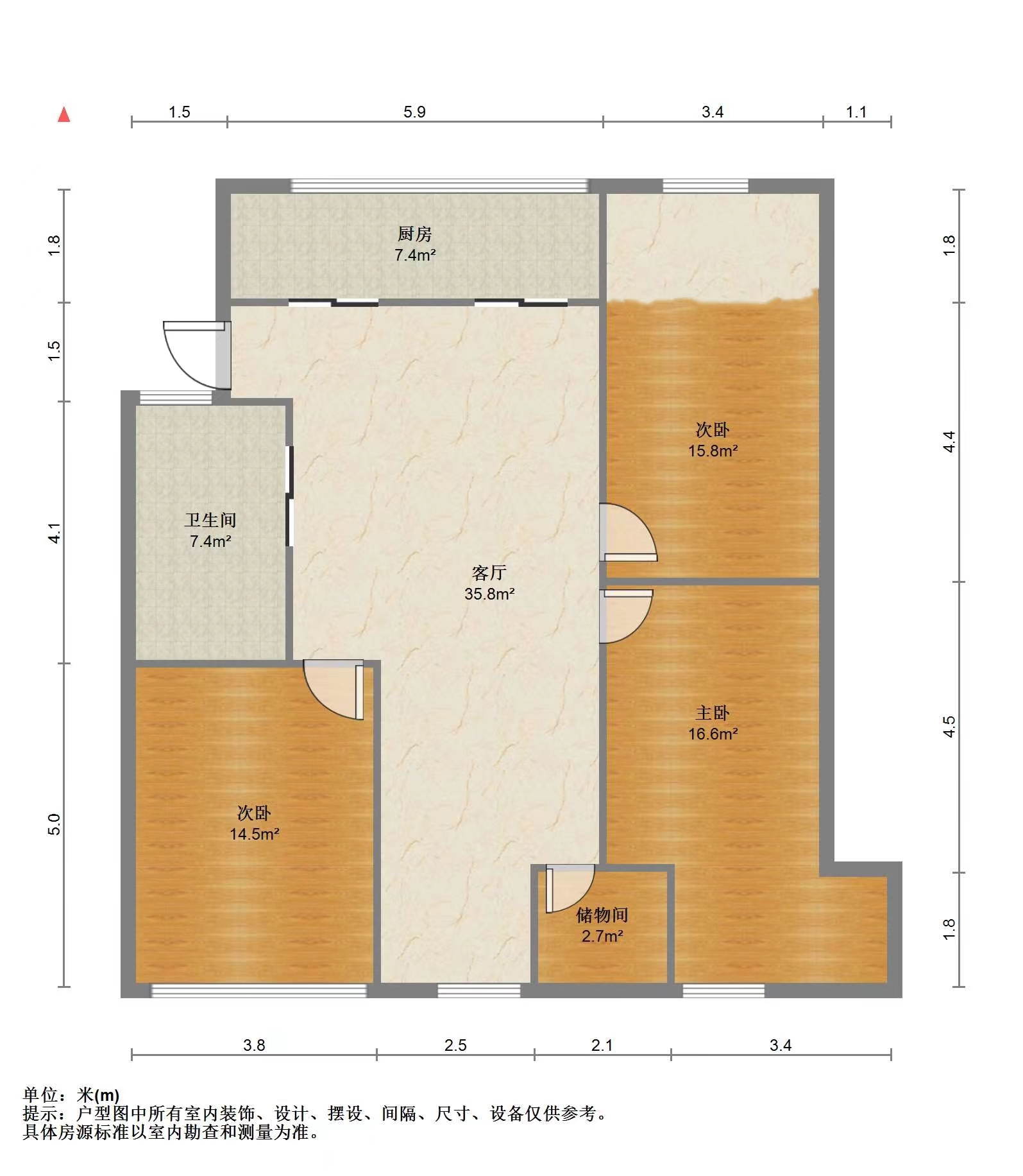 新海通花园 3室1厅1卫 104.00m&sup2;