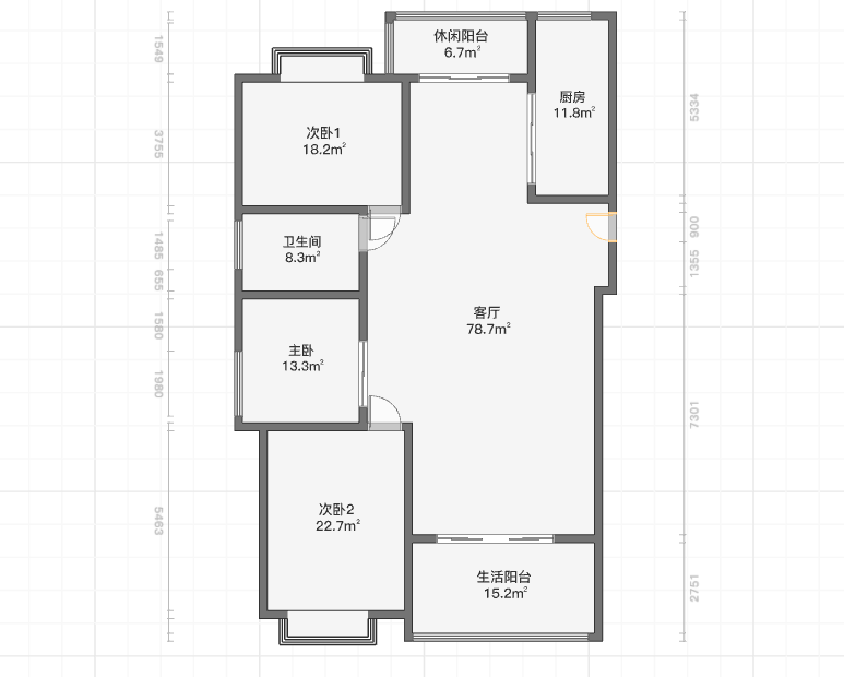 中南世纪城北区 3室2厅1卫 146m&sup2;