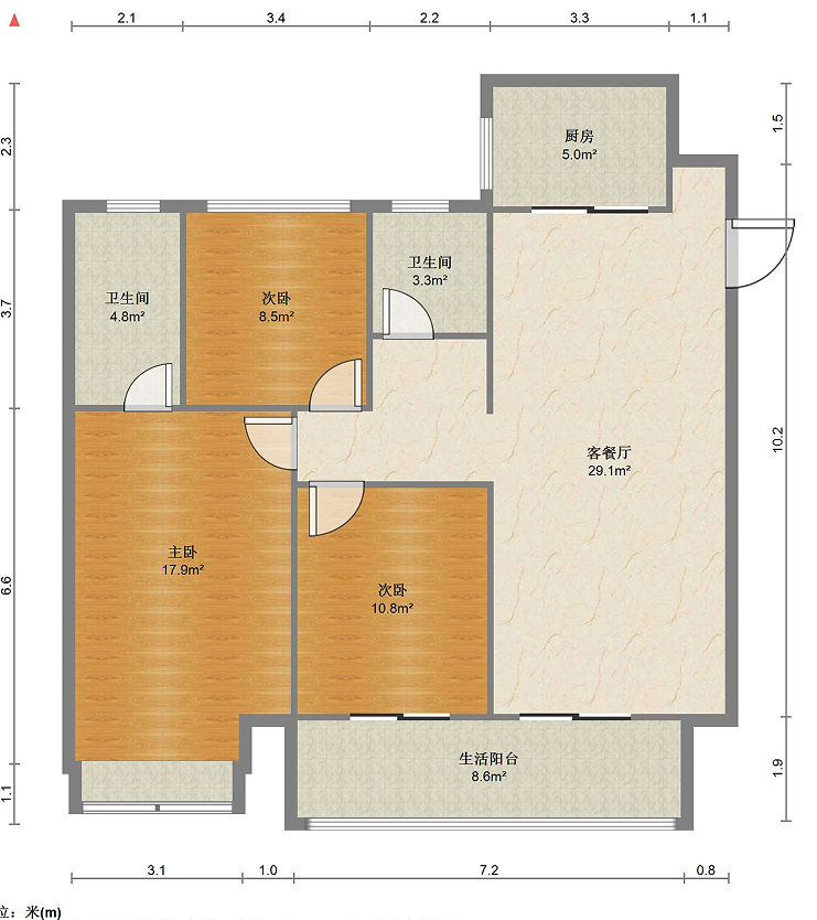 湖山源著 3室2厅2卫 115m&sup2;