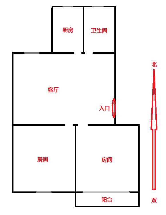 宝隆花园 2室1厅1卫 90m&sup2;
